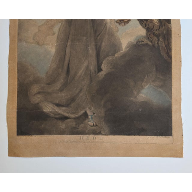 Joshua Reynolds Antique 1785 Hand Colored Engraving Mrs Musters Hebe After Sir Joshua Reynolds For Sale - Image 4 of 7