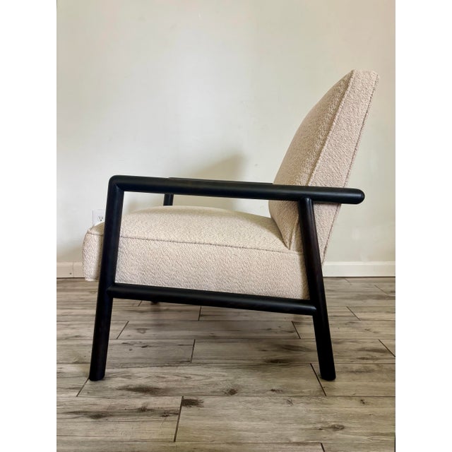 Mid-Century Modern t.h. Robsjohn-Gibbings Vintage Ebonized Lounge Chair With Cream Bouclé For Sale - Image 3 of 9