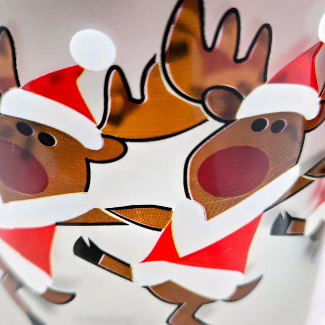Vintage Culver LTD Christmas Santa & Reindeer Frosted Tumblers, Set of 6 For Sale - Image 9 of 10