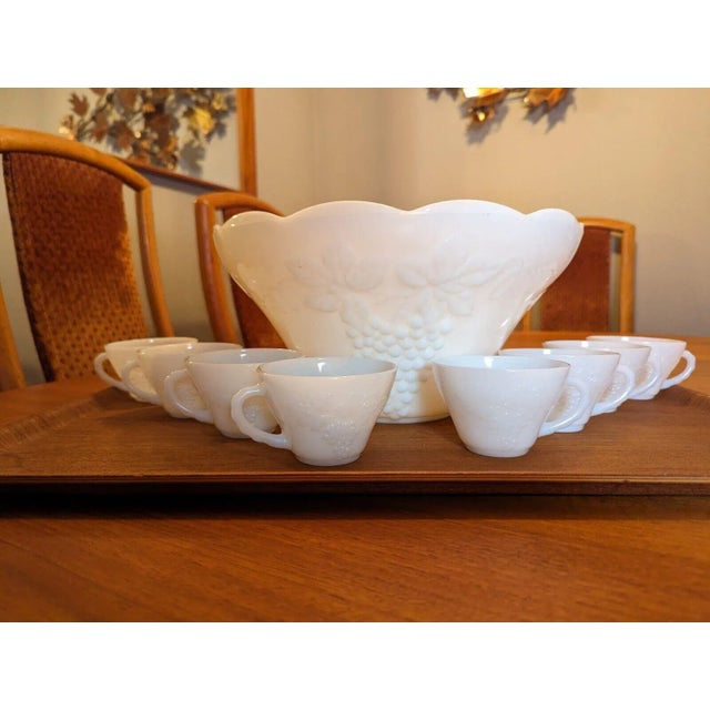 16 piece set for a big party. 15 punch cups with 1 bowl. Bowl measures approximately 12.5 inches in diameter and 6.5 in...