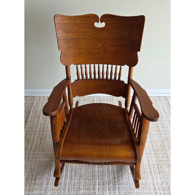 Early 20th Century Late Victorian Oak Rocking Chair, Early 20th Century For Sale - Image 5 of 5