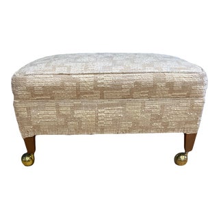 1970s Vintage Woodmark Originals Woven Fabric Ottoman With Casters For Sale