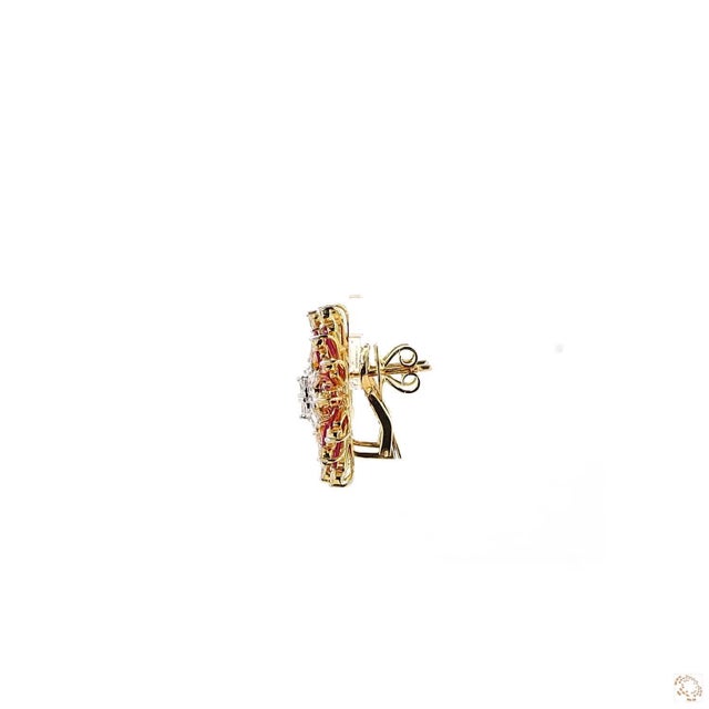 Early 21st Century 4.42 Carat Round Brilliant Cut Diamond Ruby Gold Earrings, Pair For Sale - Image 5 of 7