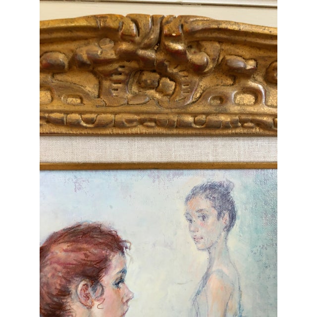 1960s Vintage Original French Blue Ballerinas Oil on Canvas Painting by Antonio Gonzalez Collado For Sale - Image 5 of 12
