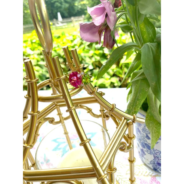 Pink Christina Addison Large Gum Drop Ring With Pink Topaz and Peridot and Diamonds For Sale - Image 8 of 12