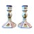 Pair of Vintage Henriot Quimper French Faience Candlestick Holders For Sale