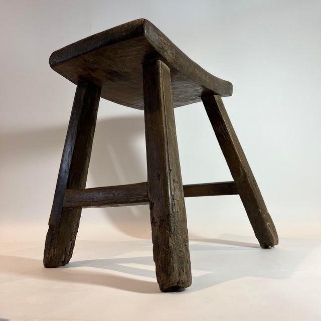 Early 20th Century Early 20th Century. Primitive Wood Stool For Sale - Image 5 of 8
