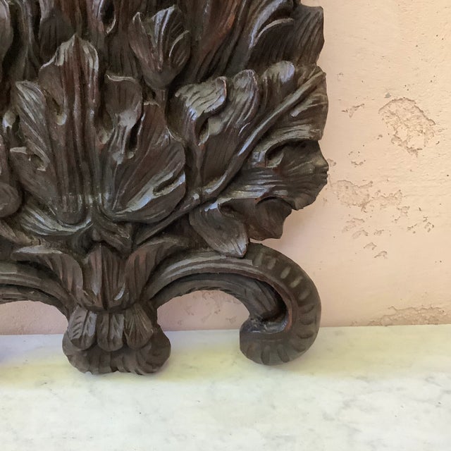 19th Century Carved Wood Leaves & Reeds Plaque For Sale In Austin - Image 6 of 9