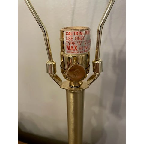 Mid-Century Modern 1990s Stiffel Metal Table Lamp With Original Shade For Sale - Image 3 of 4