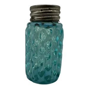 Antique Blue Lattice Blown Glass Salt or Pepper Shaker by Northwood, Circa 1890-1910's