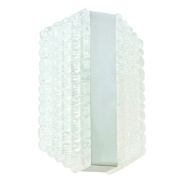 Mid-Century Modern Glass and Chrome Wall Sconce from Kaiser Leuchten, Germany, 1960s For Sale