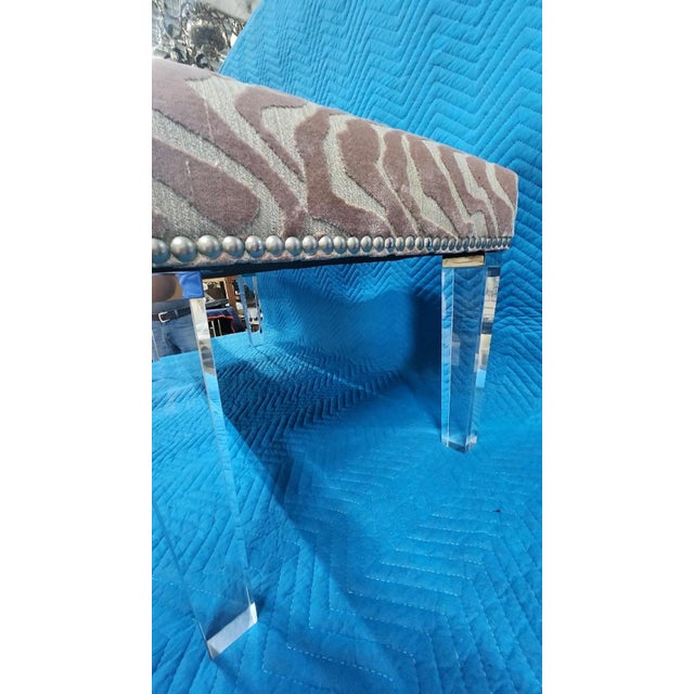 Plastic 1990s Massoud Pink Bench With Acrylic Legs For Sale - Image 7 of 7
