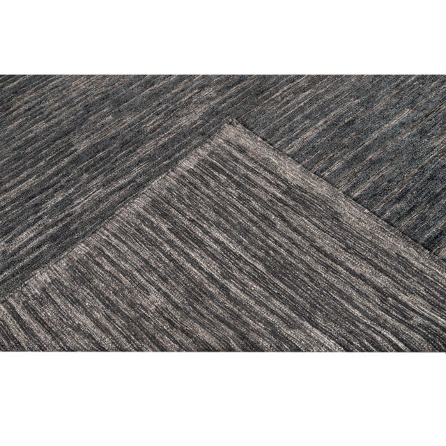 Contemporary 21st Century Contemporary Textured High Low Wool Rug For Sale - Image 3 of 13