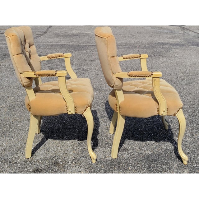 1960s Mid-Century Modern Conversation Set With 2 Tufted Arm Chairs and Painted Table For Sale - Image 13 of 14
