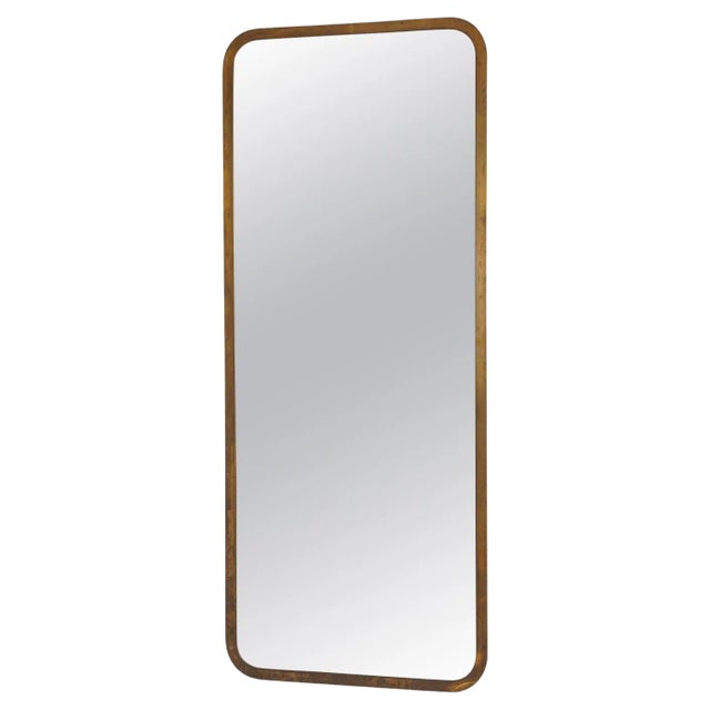 Large Swedish Modern Mirror in Brass attributed Nordiska Kompaniet, 1930s For Sale