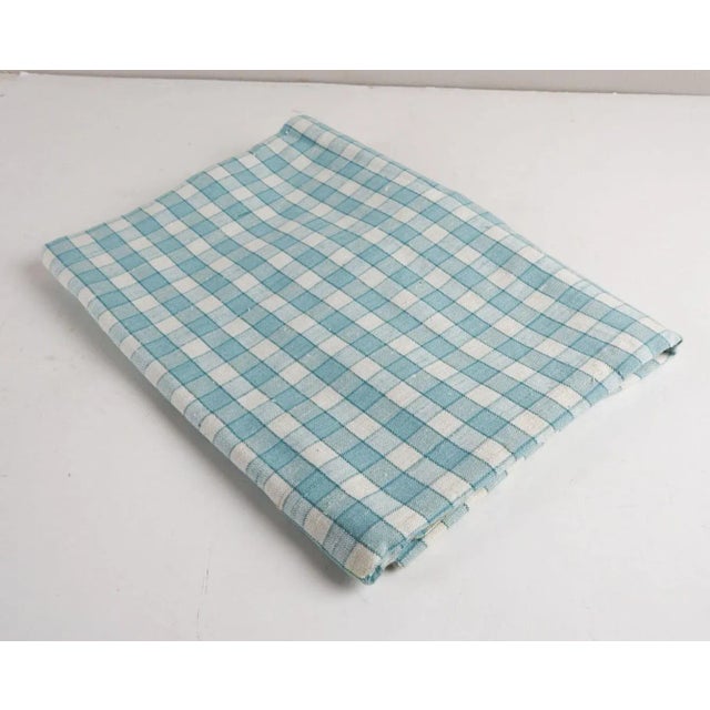 Waverly blue check Country Fancy linen cotton blend fabric. 56" wide x 44" long, Scotchguard protection.