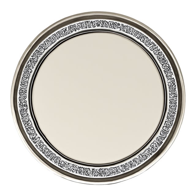 Wood Vintage Round Inlaid Wood Wall Mirror For Sale - Image 7 of 12