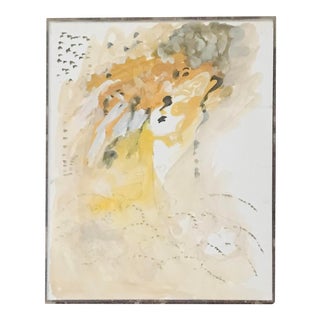 1980s Abstract Mixed-Media Watercolor Painting, Framed For Sale