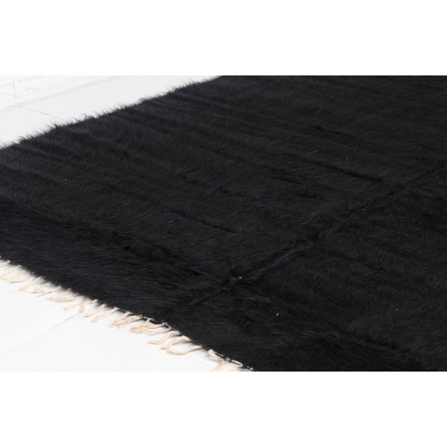 Turkish Vintage Black Angora Wool Kilim Rug For Sale - Image 3 of 10