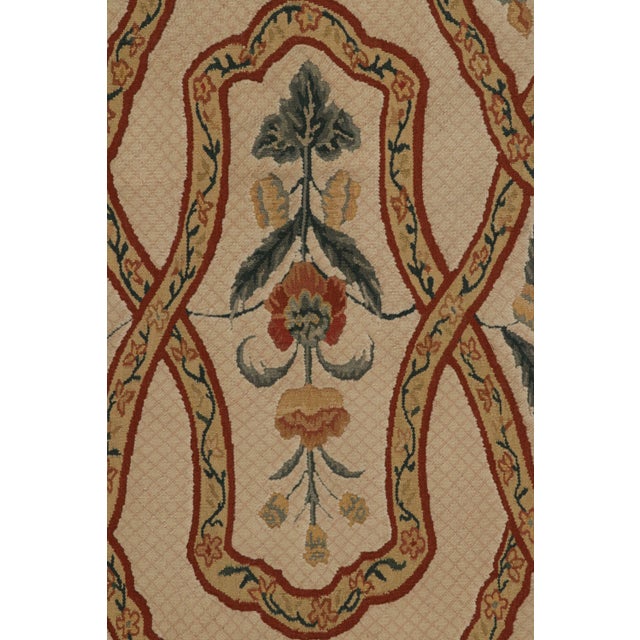 Rug & Kilim’s European Rug in Beige, With Green and Red Floral Patterns For Sale In New York - Image 6 of 7