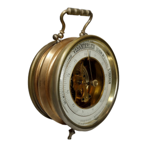 19th-20th Century German Desktop Tabletop Aneroid Barometer With an Open Dial
