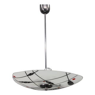 Mid-Century Pendant in Chromed Metal and Glass, Former Czechoslovakia, 1970s For Sale