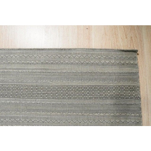 8x10 Gray Hand-Knotted Wool Striated Bands Geometric Modern Carpet Rug For Sale - Image 4 of 10