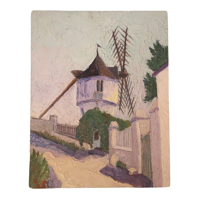 20th Century French Windmill Painting For Sale