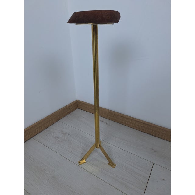 Mid-Century Modern Vintage Brass Ashtray with Red Hard Stone For Sale - Image 3 of 6