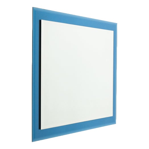 Rectangular Wall Mirror with Blue Frame from FAB Crystal, Italy, 1980s For Sale