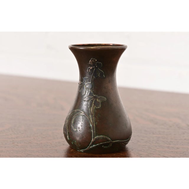 Art Deco Heintz Arts & Crafts Sterling Silver on Bronze Petite Vase For Sale - Image 3 of 11