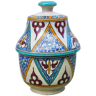 Early 20th Century Moorish Ceramic Box W/ Pattern For Sale