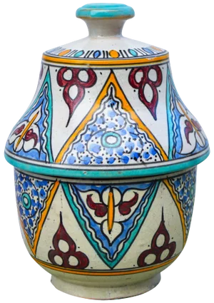 Early 20th Century Moorish Ceramic Box W/ Pattern