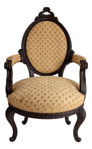 19th Century Victorian Carved Walnut Upholstered Armchair