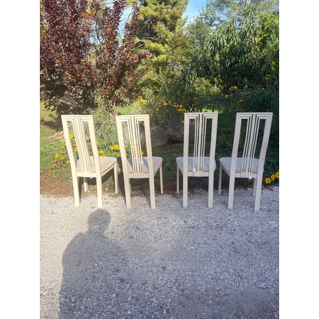 Vintage Italian Postmodern High-Back Slat Chairs by Tonon & C. - Set of 4 For Sale - Image 10 of 12