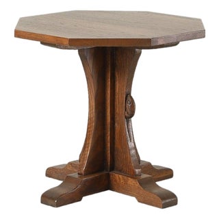 Mission Solid Oak Mouse Detail End Table For Sale