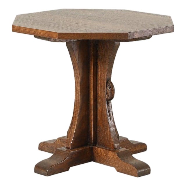 Mission Solid Oak Mouse Detail End Table For Sale