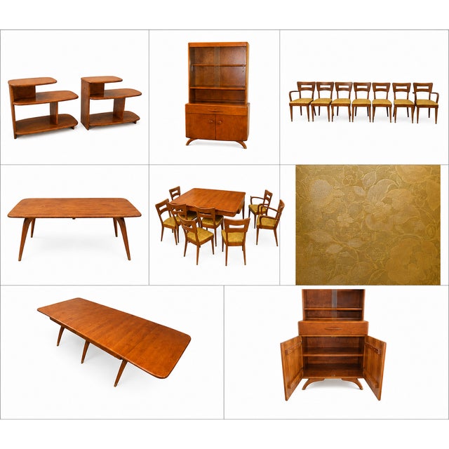 1950s Heywood Wakefield 13 Piece Dining Set- Original Finish- Dog Biscuit For Sale - Image 18 of 18