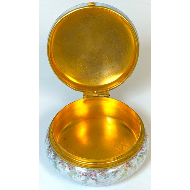 19th Century French Limoges Enamel Dresser Box with Rococo Pastoral Scenes For Sale - Image 13 of 13