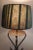 Metal Vintage Floor Lamp with Filigree Iron Frame and Handmade Green Fabric Shade, 1980s For Sale - Image 7 of 9