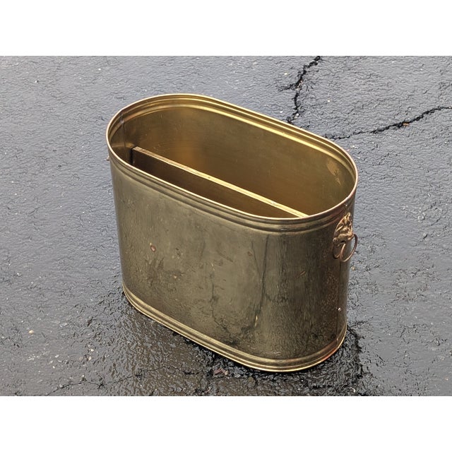 Hollywood Regency 1970s Hollywood Regency Brass Lion Motif Magazine Holder/Rack For Sale - Image 3 of 7