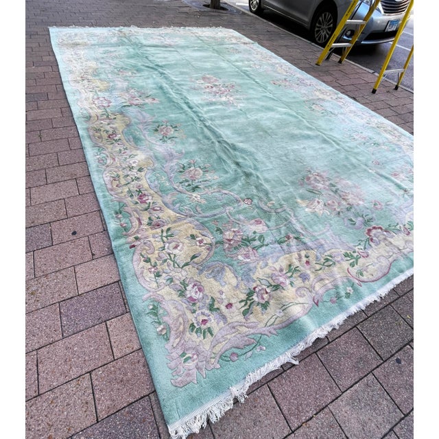Mid 20th Century Vintage/Antique Art Deco Chinese Oriental Carpet Over Size 11'8 X 19'8" For Sale - Image 11 of 12