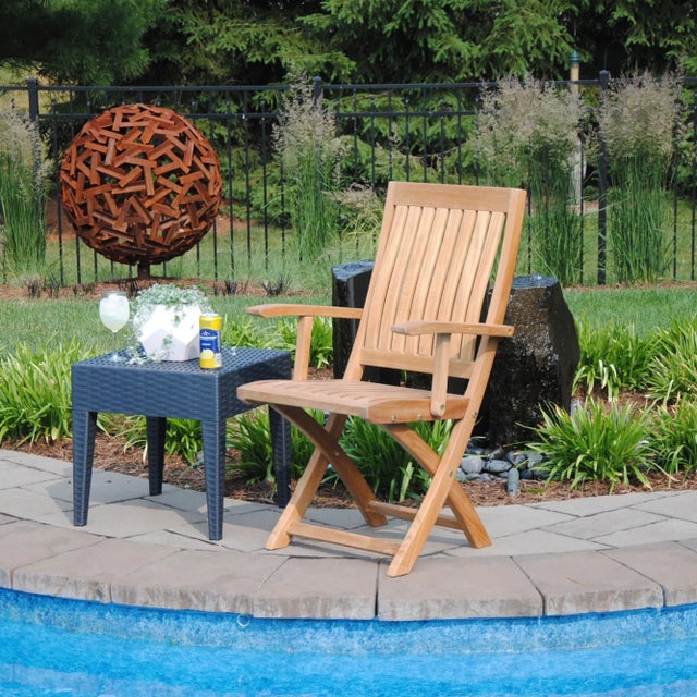 Niagara Teak Crown Folding Arm Chair For Sale - Image 9 of 12