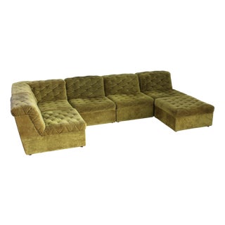 Vintage Modular Sofa in Green Velvet from Laauser, 1970s, Set of 6 For Sale