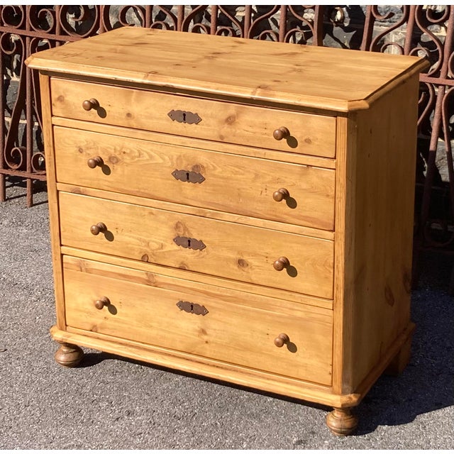 Rustic European Pine Chest of Four Drawers, Denmark For Sale - Image 3 of 15