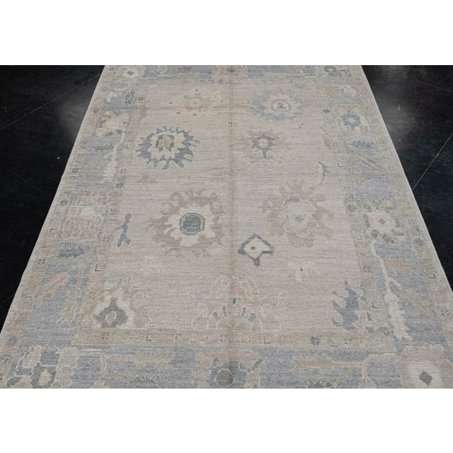 Textile Turkish Oushak Rug Soft Gray and Blue Tones Handwoven Wool Rug 5' X 7'1" For Sale - Image 7 of 10