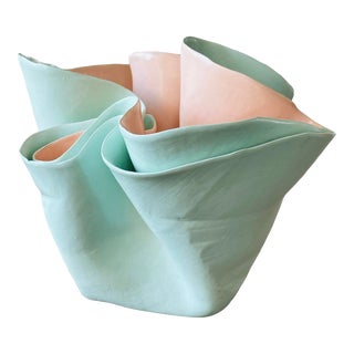 1980s Handmade Mid Century Modern Decorative Pottery Vase For Sale