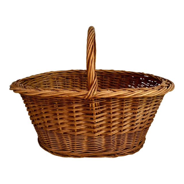 French Wicker Handled Basket For Sale