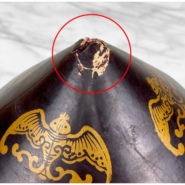 Paper Vintage Chinese Lacquered Triangular Dragon Motif Trinket Tea Box For Sale - Image 7 of 10