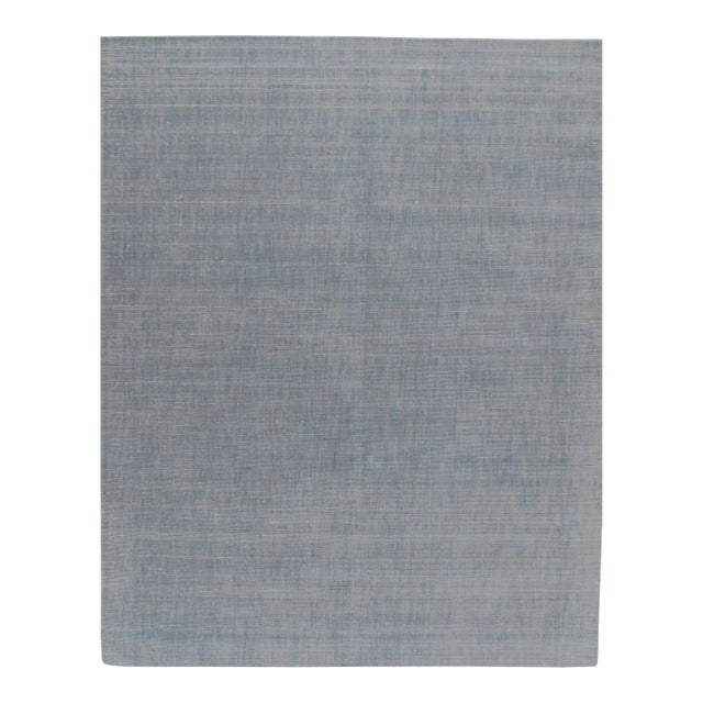 Simplicity Blue Contemporary Handwoven Rug 8' X 10' For Sale